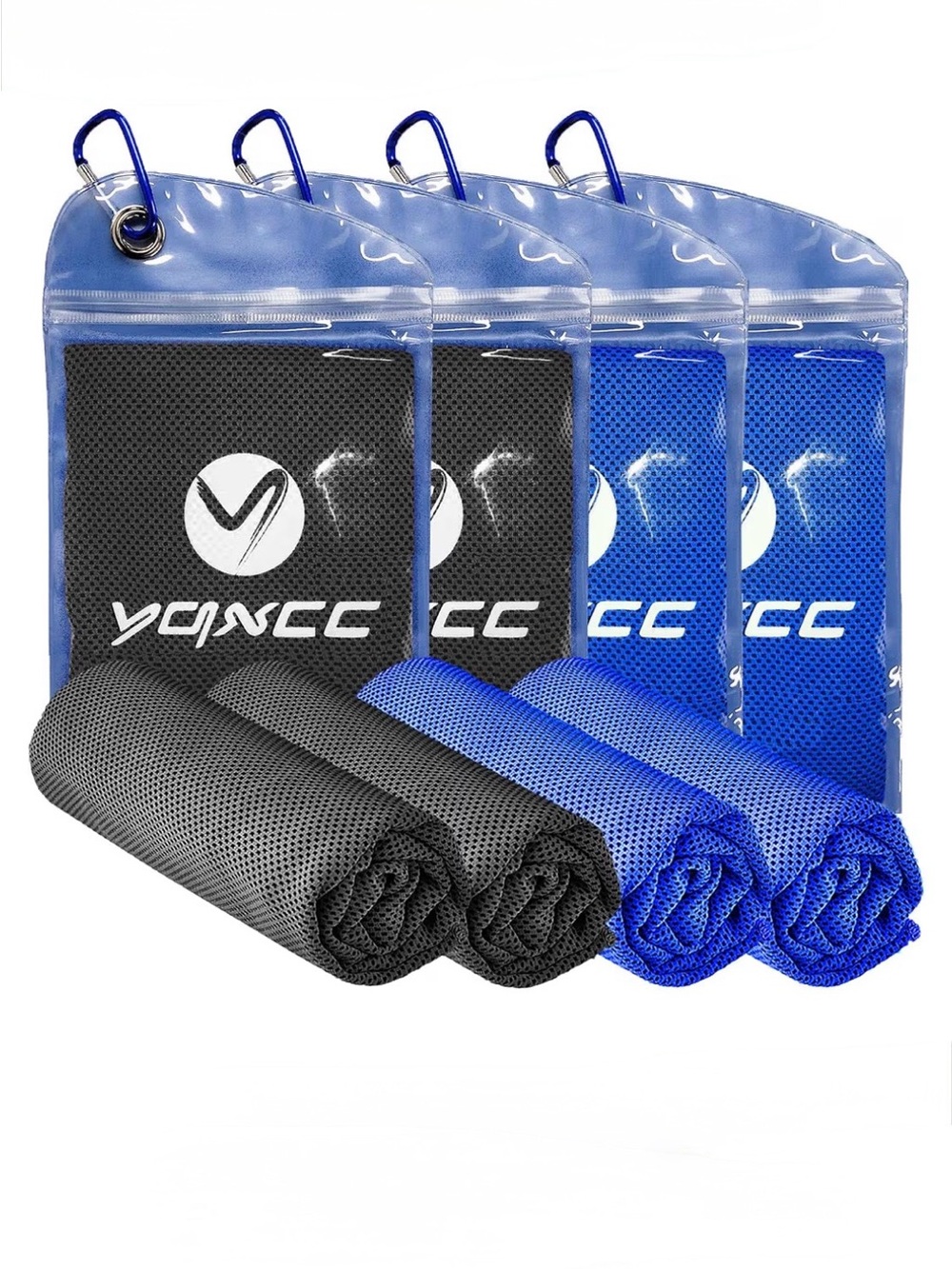 Cooling Sports Towels - Blue & Black (4 Pack)